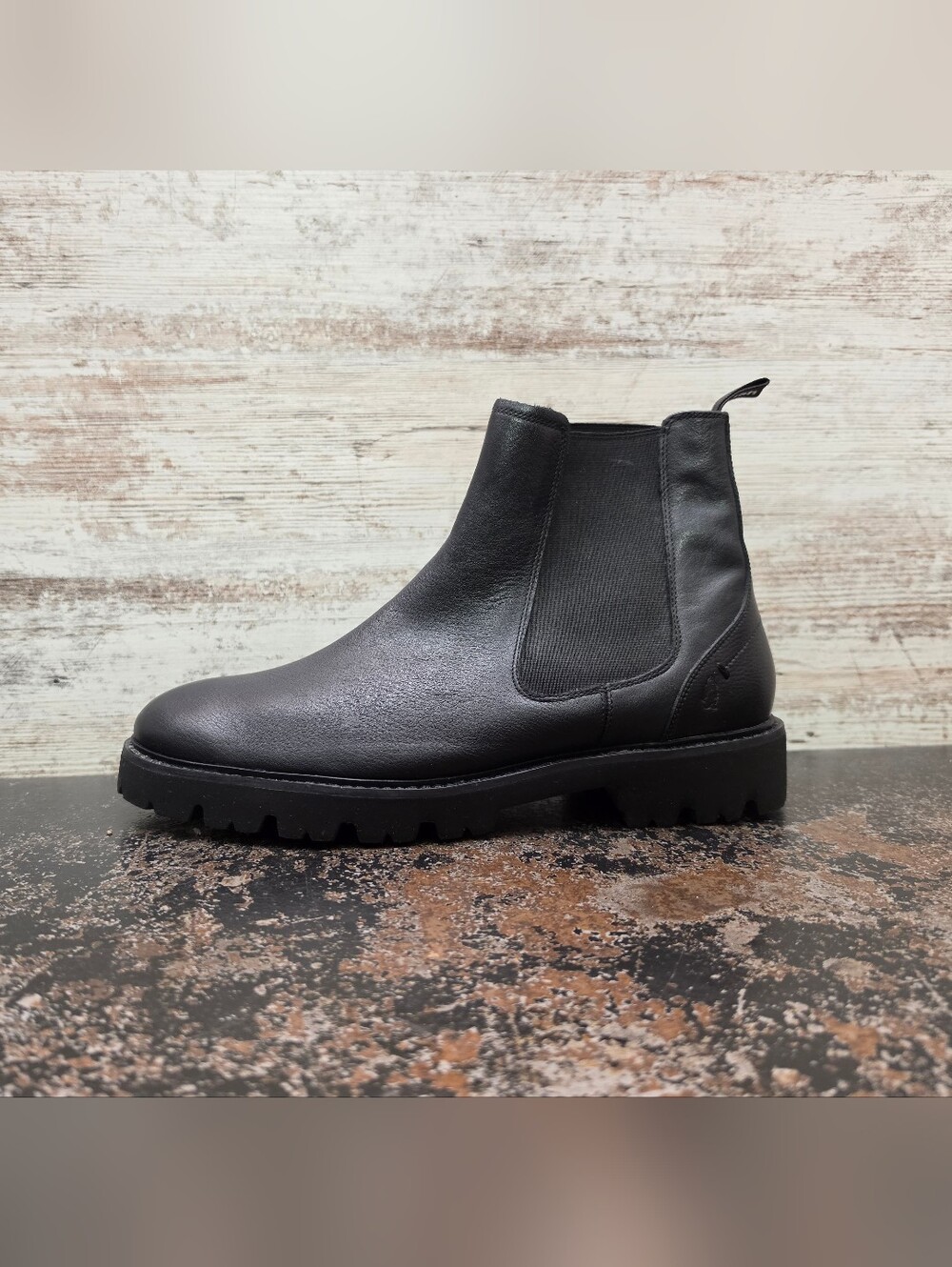 Mens Hush Puppies Chelsea Boots Sz 11.5 Wide Black Leather VGC Pull On